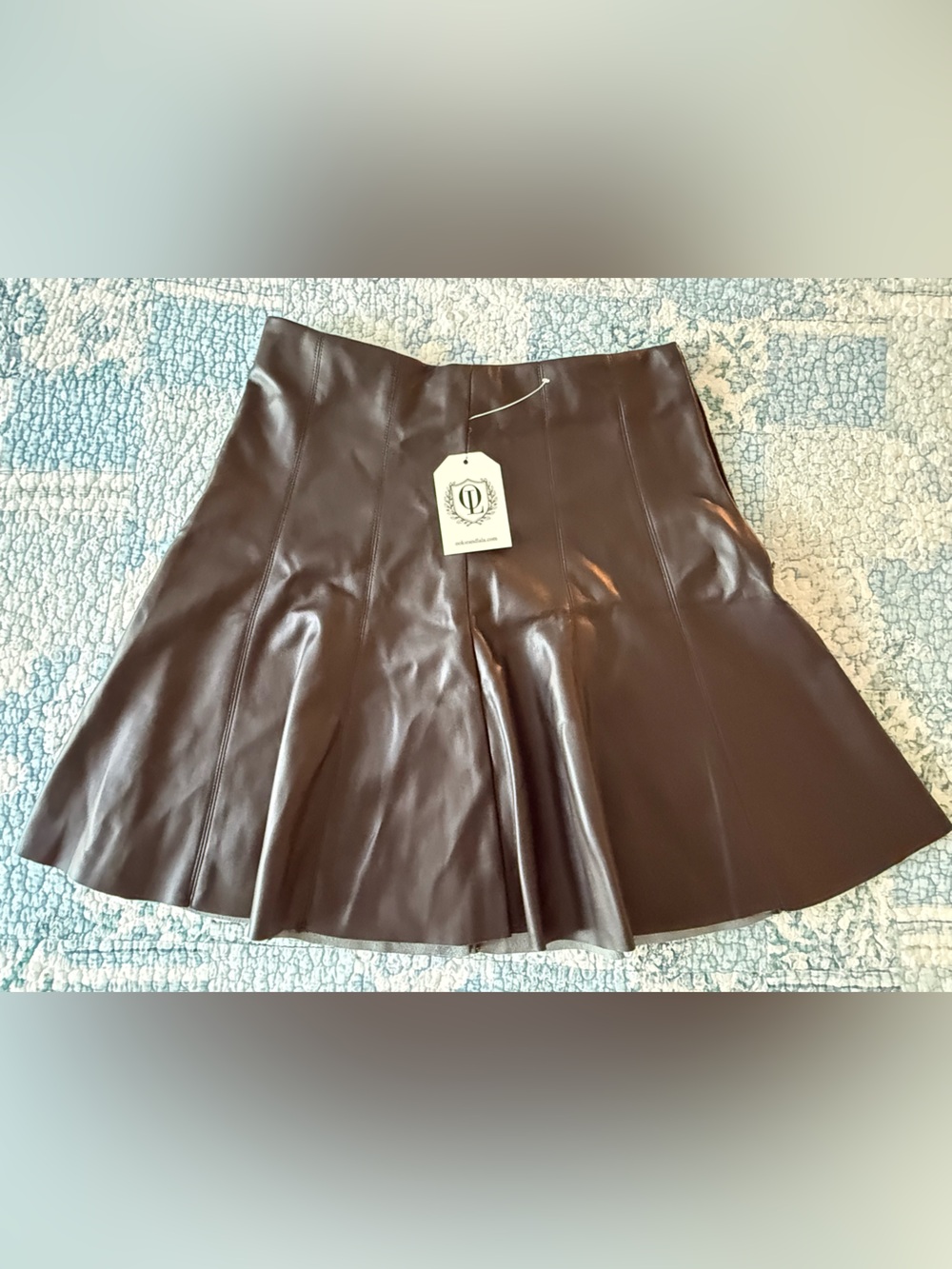 Faux Leather A-Line Skirt in Deep Brown